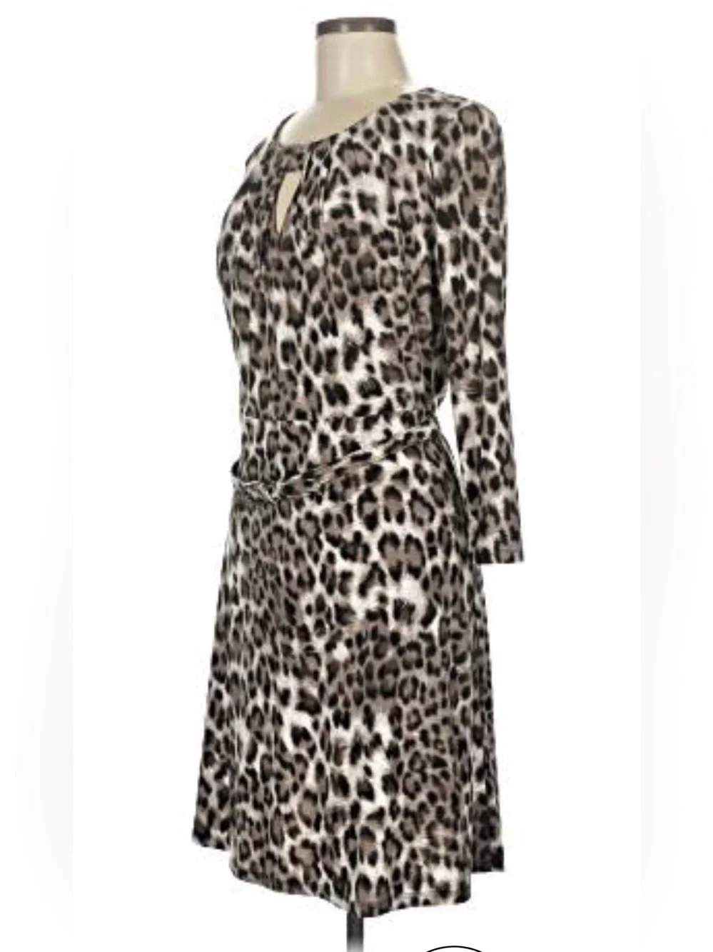 INC International Concepts Animal Print Stretch Midi Dress Sexy Sleeves Sz M
